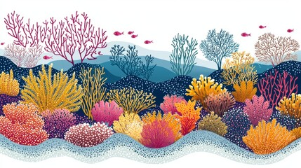 Underwater coral reef ecosystem in vibrant colors perfect for marine biology or environmental education visuals