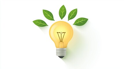 Eco-friendly lightbulb with green leaves sprouting perfect for sustainability or environmental awareness graphics