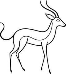Graceful gazelle drawn in continuous line art style highlighting wildlife motion and beauty ideal for nature decor safari themed prints and elegant animal illustrations