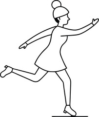 Girl ice skater in continuous line style gliding with grace and balance ideal for winter sports illustrations movement themed artwork and elegant athletic drawings