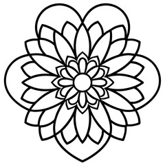 Bohemian Mandala Heart Line Drawing