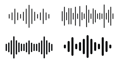 sound wave icon. radio wave. audio wave, radio signal, music sign. music player sound bar. podcast sound wave. waveform pattern for music player, podcast, voice message, music app. vector illustration