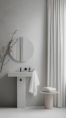 Modern bathroom interior design with minimalist aesthetic.