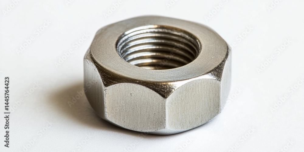 Poster Close-up view of a metal nut resting on a clean surface Generative AI
