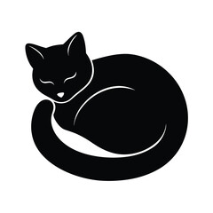 Curled Up Cat Peaceful Silhouette