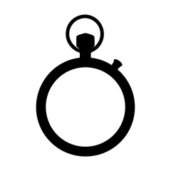 Simple black and white vector drawing of an analog stopwatch or timer