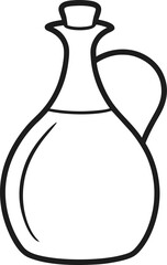 Stylized glass bottle jug for olive oil drawn in continuous line art style ideal for gourmet food branding kitchen decor and minimalist illustration collections