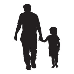Dad Walking with Child Silhouette – Family Time and Togetherness Vector  for Father’s Day