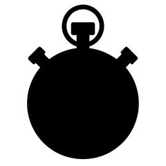 A Simple Black Silhouette Illustration of a Classic Analog Stopwatch Icon