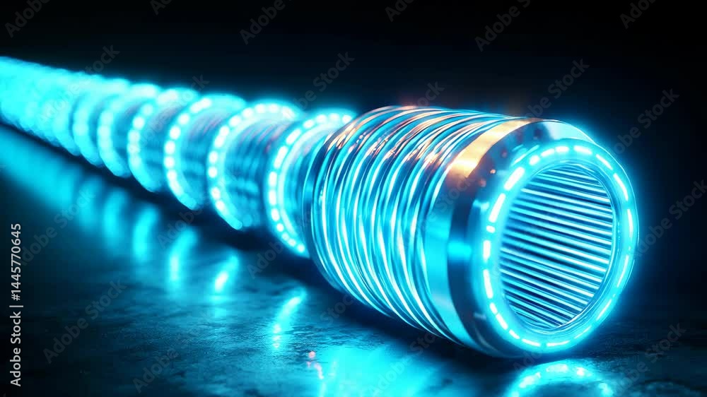 Poster futuristic pipe with neon glow and high-tech design elements
