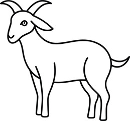 Minimal continuous line sketch of a goat viewed from the front perfect for farm inspired decor contemporary branding educational visuals and rustic illustration themes