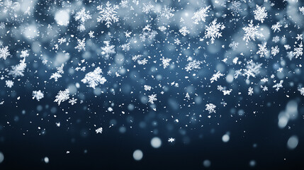 Obraz premium Snowflakes Falling on a Dark Winter Background