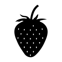 Stylized monochrome image of a strawberry with seeds on a white background