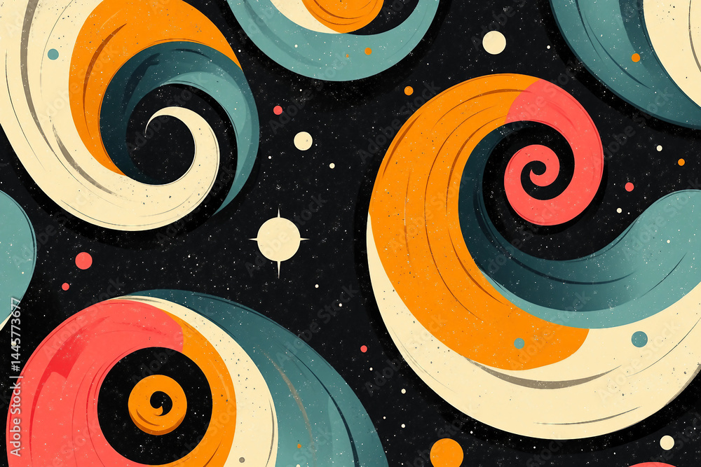 Poster vibrant generative ai retro artwork with colorful wavy patterns for creative and ornamental design