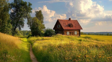 Obraz premium A picturesque summer landscape in the Polish countryside.