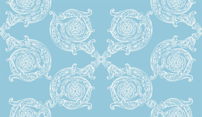 Vector floral seamless antique pattern with baroque ornament