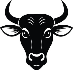 horned cow illustrated with black line art showing a strong farm animal head in traditional sketch style representing rural identity agriculture and natural rustic beauty