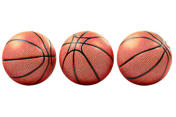 Fototapeta premium Three basketballs isolated on black background for sports or game illustrations