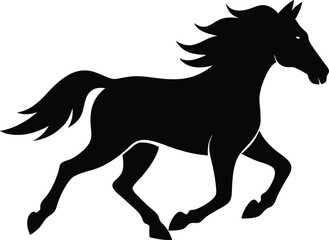 horse running silhouette in bold black design showcasing motion freedom strength and natural beauty of equine form in a dynamic minimalist style isolated line art