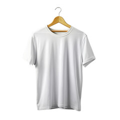 Blank White TShirt on Wooden Hanger transparent background