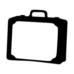 Silhouette of a vintage briefcase with a handle against a white background