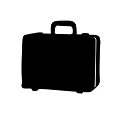 Black silhouette of a briefcase or suitcase isolated on white background