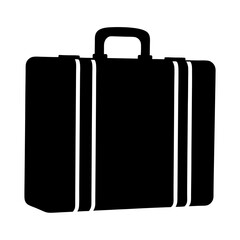 Stylized black silhouette illustration of a classic suitcase for travel or business