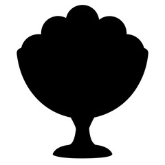 Silhouette of dessert in a stemmed dish, possibly ice cream or fruit