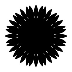 Abstract Black Floral Silhouette with Pointed Petals on a White Background