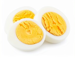 boiled egg slices isolated on white