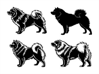 chow chow sihouette black vector bundle