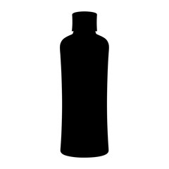 Black silhouette of a plastic bottle suitable for shampoo or lotion