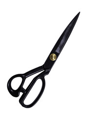 Black tailor's scissors isolated on transparent background