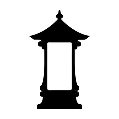 Silhouette of a Japanese lantern showcasing traditional architectural design in black
