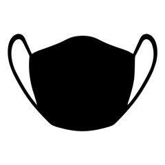 Black silhouette of a face mask with ear loops for virus protection