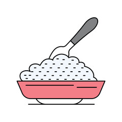 rice lineal color line icon with white background vector stock illustration