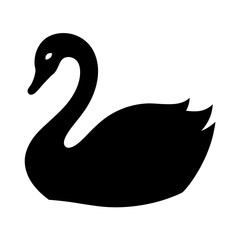 Elegant Silhouette of a Graceful Black Swan Against a Pristine White Background