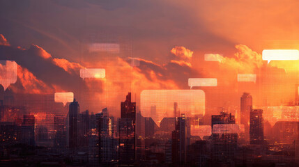 Fototapeta premium Cityscape skyline at sunrise