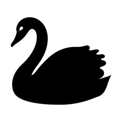 Elegant Black Swan Silhouette on a White Background for Decorative Projects