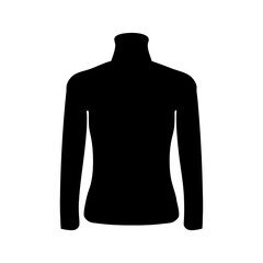 Silhouette of a long sleeved black turtleneck shirt with fitted body