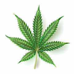 Detailed Green Leaf of Cannabis Plant with Elegant Leaf Structure