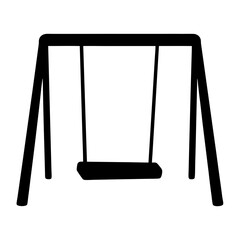 Silhouette of a classic swing set with seat in stark black