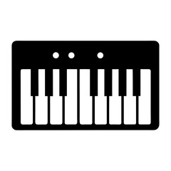 Fototapeta premium Black silhouette keyboard instrument illustration with three white circular buttons above it