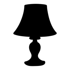 Silhouette of a table lamp with a shade and decorative base design