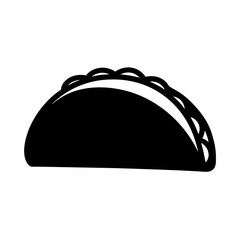 Simple black and white image depicts a delicious taco silhouette design