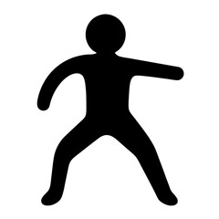 Silhouette of a person standing with arms and legs outstretched, performing exercise