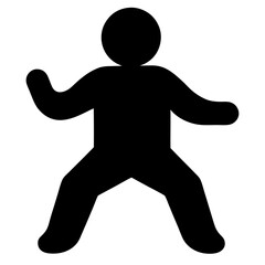 Black human figure with outstretched arms and legs in a defensive stance