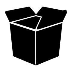 Monochrome image of a takeout container, open and empty, standing tall