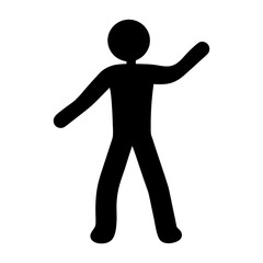 Silhouette of a stick figure with arms raised in a welcoming gesture