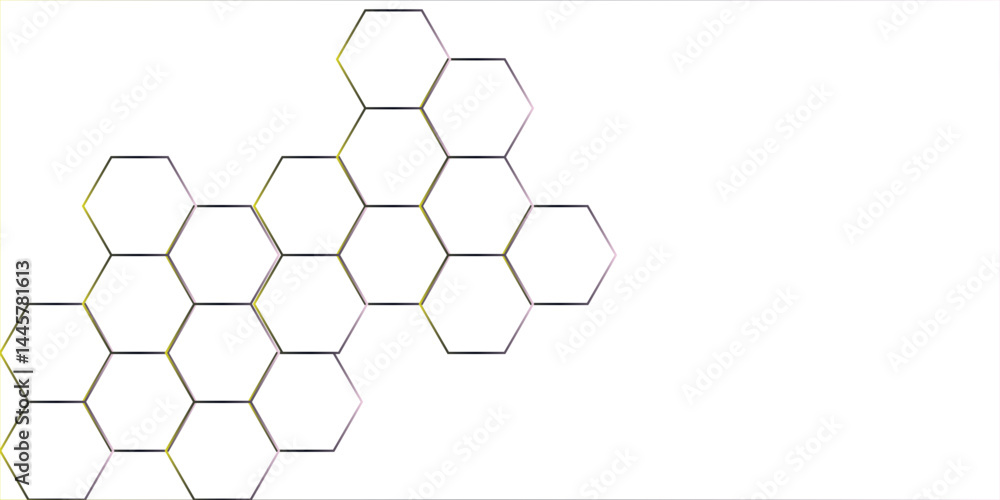 Poster clean minimalistic, and futuristic abstract background with overlapping hexagonal shapes.design geom